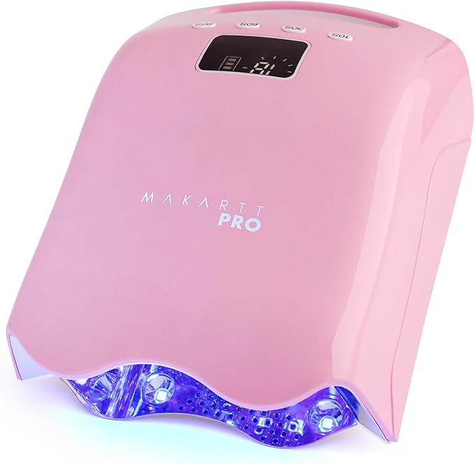 MakarttPro LuxuriaPro 98W Professional UV LED Nail Lamp | 42 Powerful LEDs for Fast and Efficient Curing Gel Nails | Rechargeable 5200mA Lithium Battery | Cordless Nail Dryer - Baby Pink