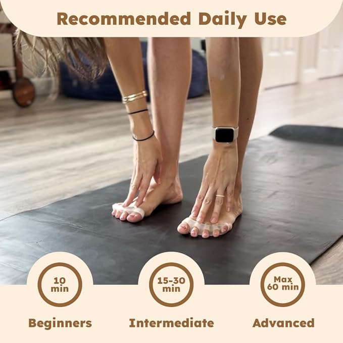 Awesome Toes Spacers & Separators, Fast Pain Relief from Hammertoe & Bunions, Two Pairs in Stylish Wooden Box, Latex-Free Rubber Toe Stretchers Used for Walking, Running & Yoga Practice