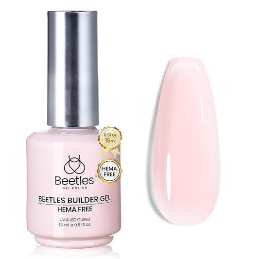 Beetles Builder Gel for Nails HEMA-Free, 0.51 oz 8 in 1 Jelly Pink Builder Nail Gel for Strengthening Nails & Building Nail Apex UV & LED Lamp Cured DIY Salon at Home for Beginners Women