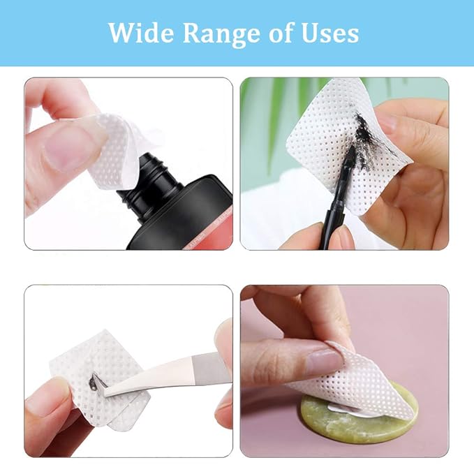 800 PCS Lint Free Nail Wipes EBANKU Lash Glue Wipes Eyelash Glue Bottle Pads Non Woven Nail Polish Remover Wipe Nail Lash Extensions Supplies