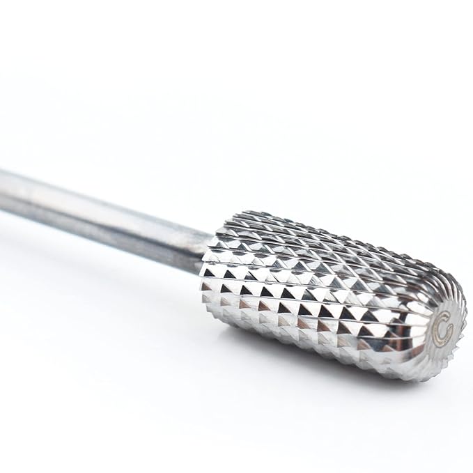 QUNZHAO Nail Drill Bits Dust Droof Bit Tungsten Steel Fast Remove Acrylic or Hard Gel 3/32" Shank - Manicure, Nail Art, Drill Machine (Coarse - C, Silver)