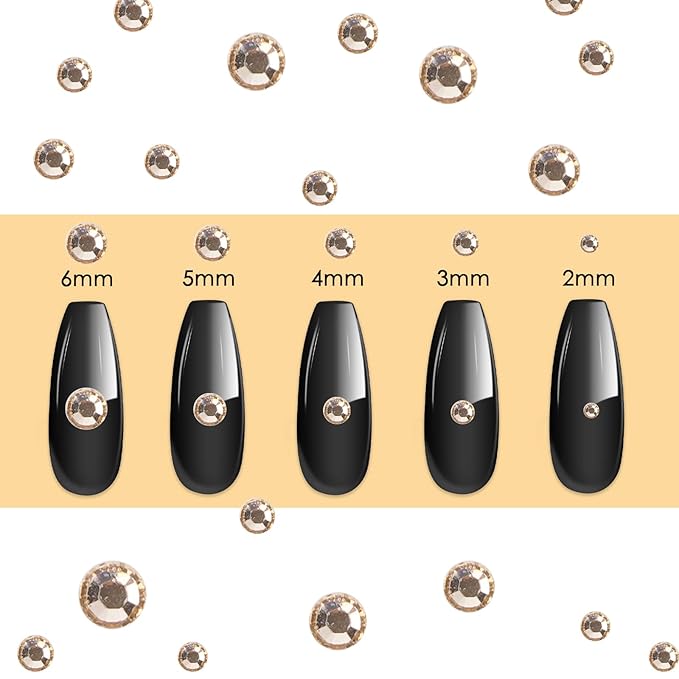 Canvalite 2784Pcs Champagne Rhinestones Flat Back Gems, Nail Rhinestones Gems with Jewelry Glues Pick Up Tweezers and Rhinestone Picker Dotting Pen, Nail Art Tools for Nails, Clothes, Face, Craft