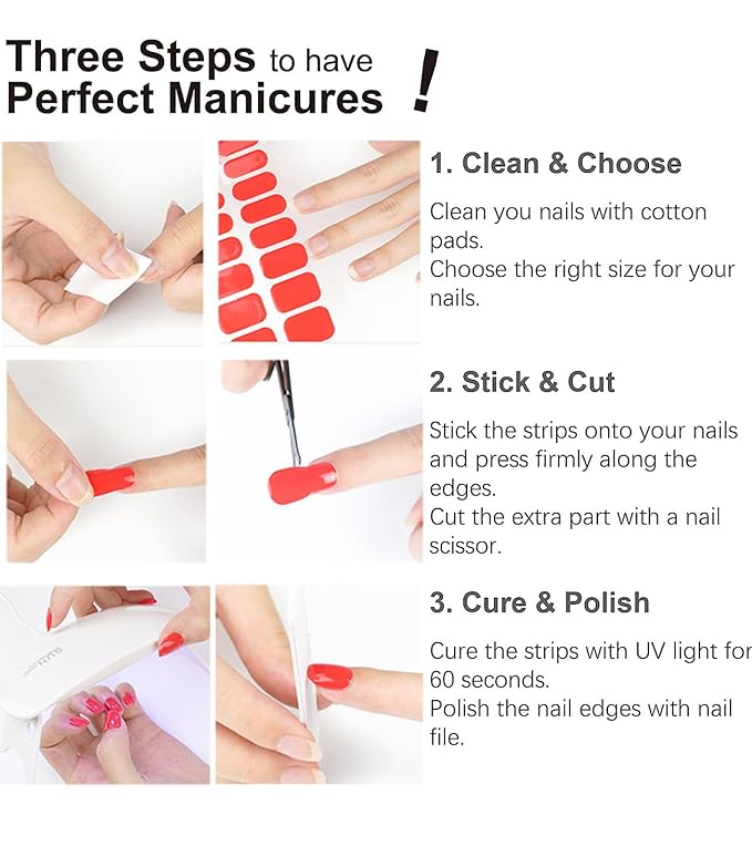 Semi Cured Gel Nail Strips, 20pcs Gel Nail Stickers UV, Gel Nail Wraps for Home Nails DIY,French Dots
