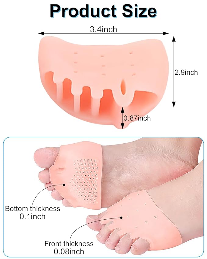 2 Pairs Silicone Toe Separators for Women and Men, Metatarsal Bunion Corrector Cushion, Soft And Breathable Toes Spacers for Foot Pain Relief (2*Skin)