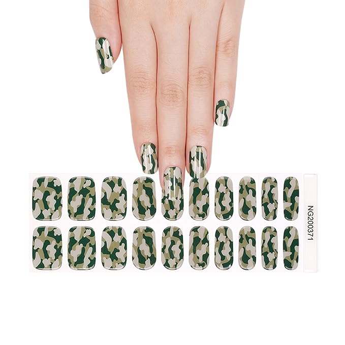20pcs Semi Cured Gel Nail Strips, Real Nail Polish Art Stickers, Amber White Gel Nail Stickers - Work with Any UV Lamp, Long Lasting Full Wraps with Nails File and Stick