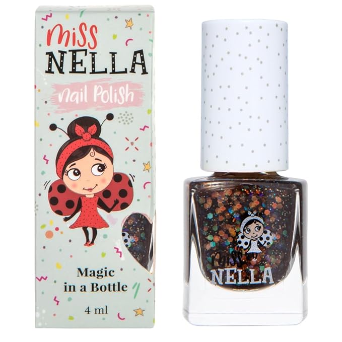MISS NELLA SECRET DIERY – Safe- Special dark plum Nail Polish for Kids, Non-Toxic & Odor Free Formula for Children and Toddlers, Natural Water Based for Easy Peel Off