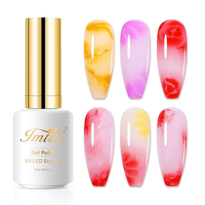 Imtiti Clear Blooming Gel, 15ML Blooming Gel Nail Polish For Spreading Effect Marble Nail Polish Gel Painting Soak Off UV Led Blossom Gel For DIY Color Flower Watercolor Magic Beauty Gift