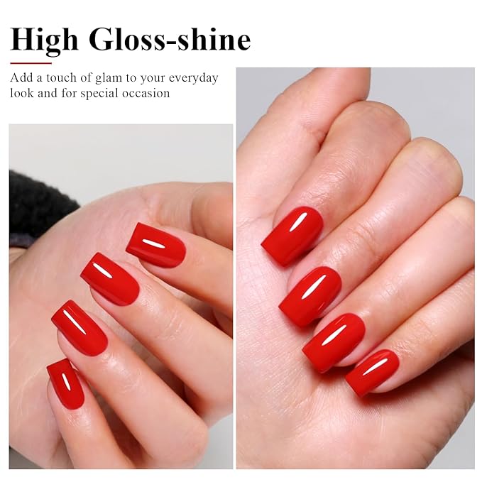 Imtiti Red Gel Polish, Bright Red Gel Polish 3 in 1 One Step Gel Polish Kit, Soak Off LED U V Gel Polish Nail Art Starter Manicure Salon for Women Girls 0.3 Fl Oz