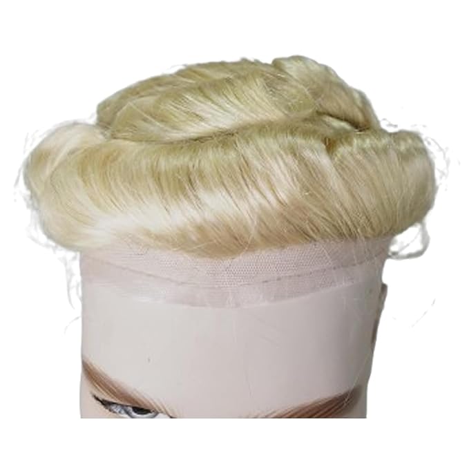 Human Hair Toupee for Men 10x8 Inch,European Human Hair Lace Front Natural Hairline Hair Pieces with 0.06mm Thin Skin PU V-looped Men's Hair Replacement System (#613 Blonde color,100% human hair)