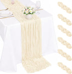 6 Pack Beige Cheesecloth Table Runner 22x120 Inch | Boho Gauze Table Runner by Fwxdbwyl