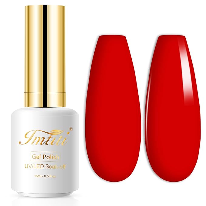 Imtiti Red Gel Nail Polish, 0.5 fl oz Neon Color Soak Off Polish for Nail Art Manicure Salon DIY Lamp Design Easter Decoration
