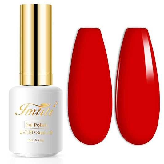 Imtiti Red Gel Nail Polish, 0.5 fl oz Neon Color Soak Off Polish for Nail Art Manicure Salon DIY Lamp Design Easter Decoration