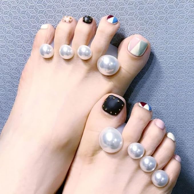16pcs Toe Separator for Nail Polish Pedicure, Silicone Toe Spacers for Feet (Pearl)