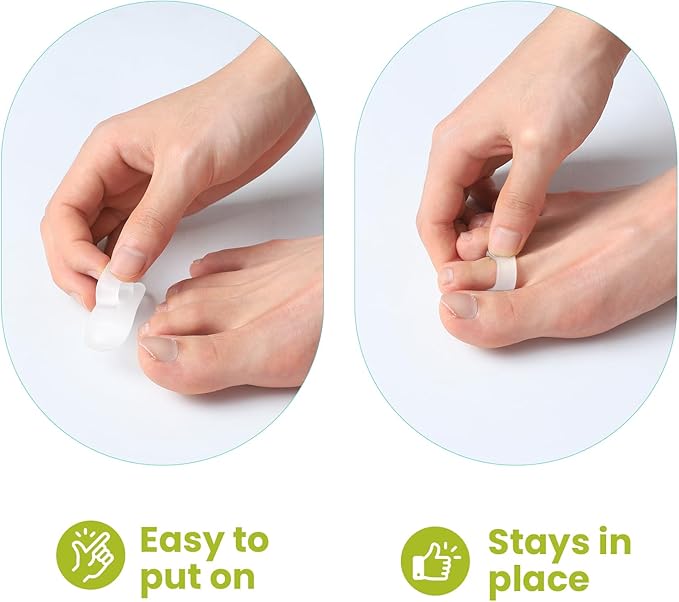 Bukihome Hammertoe Corrector Gel Toe Straighteners - 12 pcs Support Crest for Women & Men - Realign Bent, Crooked, Curled, Claw, Hammer Toes - White,Multi-Size