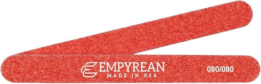 Empyrean Premium Nail Files | Made in USA | Extra Coarse 080/080 | Disinfectable Washable Reusable | Red Mylar Cushion File