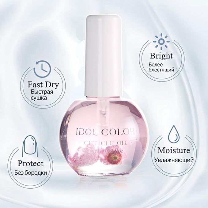 Flowery Scented Cuticle Oil, Infused with Real Flowers, Cuticle Revitalize Oil, Nail Oil For Growth And Strength, Cuticle Remover - Nail Strengthener - Cuticle Softener (0.5 fl.oz, PEACH)