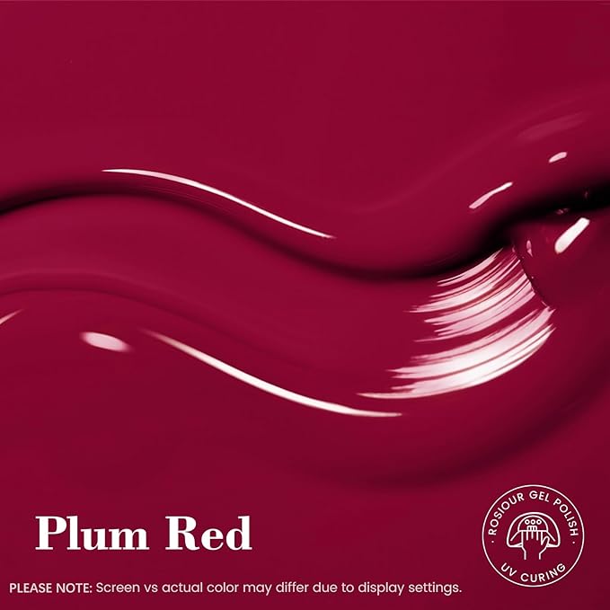 HEMA and TPO Free Red Gel Nail Polish, 18 ML Plum Red One Step Gel Nail Polish 3-in-1, No Need Base and Top Coat Easy DIY Nail Art, Soak Off U V Gel Polish for Women Girl Nail Lovers