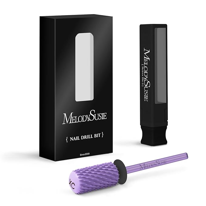MelodySusie Safety Nail Drill Bits, 3/32'' Smooth Round Top Large Barrel Carbide Bits, Suitable for Manicure Pedicure Cuticle Gel Polishing, Beginners Bits, Purple, Series Bit-S, XC