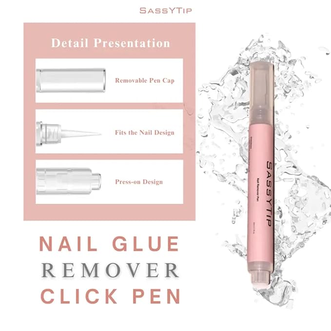 Nail Glue Remover Pen for Press On Nails, Portable Fast-Acting Jojoba Oil Formula, Acetone-Free, At-Home & Travel Care 2ml/0.11fl. oz. (4 Pcs Nail Glue Remover Pens)