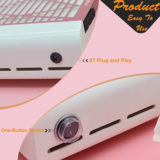 Nail Dust Collector Machine Electric Strong Suction Nail Dust Vacuum Cleaner Nail Salon Dust Extractor Acrylic Nail Powder Dust Collector Vacuum Fan with Multiple Tool Kits for Nails White