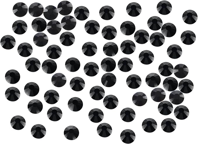 1440PCS Art Nail Rhinestones Non Hotfix Glue Fix Round Crystals Glass Flatback for DIY Jewelry Making with one Picking Pen (ss12 1440pcs, Jet Black)
