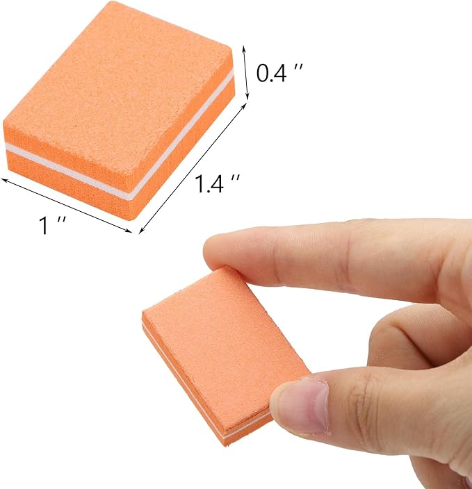 200Pcs Mini Nail Buffer Block 1.5in*1.1in*0.5in Grit Buffers for Natural Care(Orange)