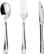 300PCS Silver Plastic Silverware, Disposable Utensils & Cutlery | 100 Forks by N9RTABLEWARE