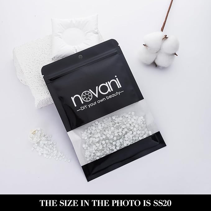 Novani 3000 Pieces Flatback Rhinestones Glass Round Gems Neon-White Crystals for Nail Art DIY Crafts Clothes Shoes,SS20,4.6-4.8mm