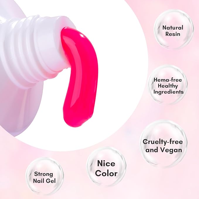 Makartt Poly Nail Gel-50ML Large Capacity-Dazzling Pink Color, Strong Builder for Extension Overlay Strengthener 3D Diy, Long-lasting for Nails French Manicures Home Salon-Pink Flare