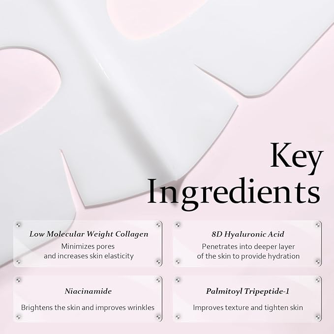 Collagen Night Wrapping Mask, Bio-Collagen Face Masks - Deep Hydrating Overnight Face Mask, Korean Skincare, 4 PCS Facial Treatments & Masks for Women - Firming & Moisturizing