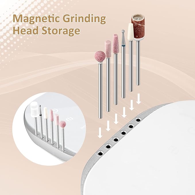 Madenia Professional Nail Drill Machine for Acrylic Nails, 35000RPM Compact Cute Electric Nail Drills with Touch Screen Efile Nail Drill E File Kit for Salon Home Manicure Pedicure Use, Pink