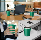 75 Pack 8 oz Disposable Coffee Cups, Paper Coffee Cups-Green | Paper Hot Cups - Image 7