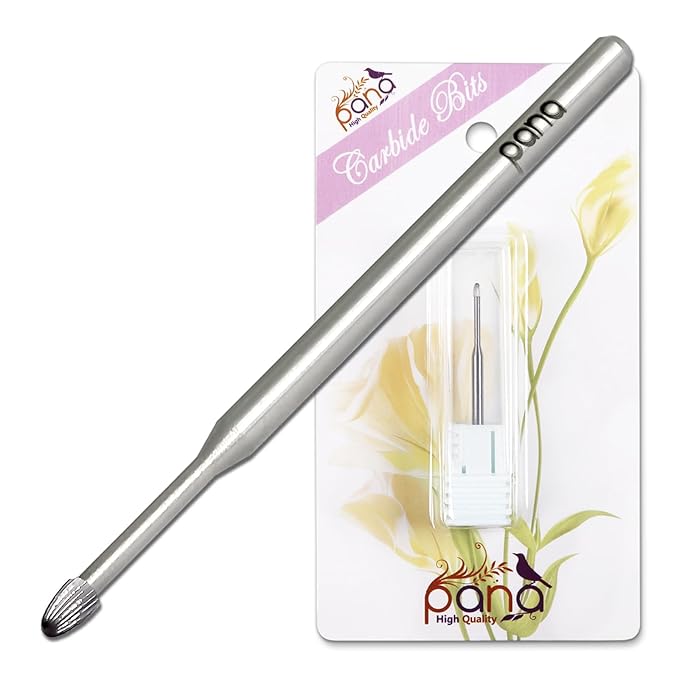 PANA 3/32" Carbide Cuticle Nail Drill Bit for Cuticle Cleaning, Dead Skin Removal, Gel Polish & Acrylic Removal, Under Nail Cleaner, Nail Salon, Manicure Tools (Snake Head - Silver, Coarse)