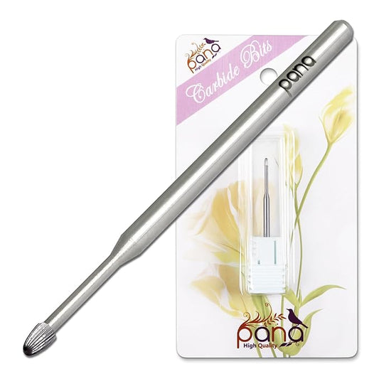 PANA 3/32" Carbide Cuticle Nail Drill Bit for Cuticle Cleaning, Dead Skin Removal, Gel Polish & Acrylic Removal, Under Nail Cleaner, Nail Salon, Manicure Tools (Snake Head - Silver, Coarse)