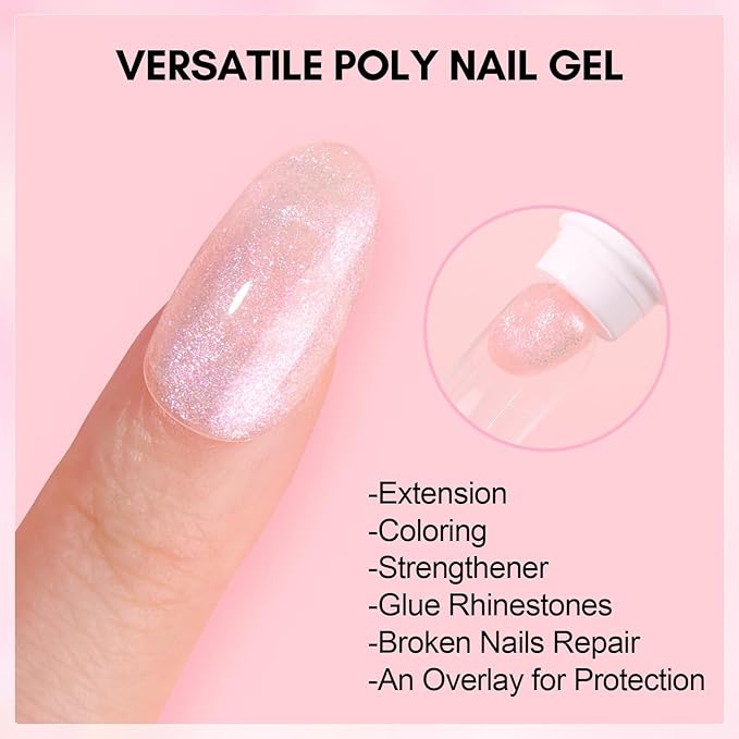 Makartt Poly Nail Gel: 50ML, Shimmers Orange Color, Strong Builder for Extension Strengthener 3D Diy, Resistent Hard Gels for Nails Manicure Supplies Home Salon-Chat-up