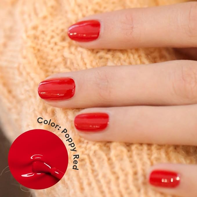Manucurist System Green™ (Poppy Red) - Professional Manicure Gift Set, Vegan : 1 Nail Prep, 1 Base Coat, 1 Poppy Red Nail Polish, 1 Top Coat, Drying Drops -Christmas Gifts for Women - Gifts for Her