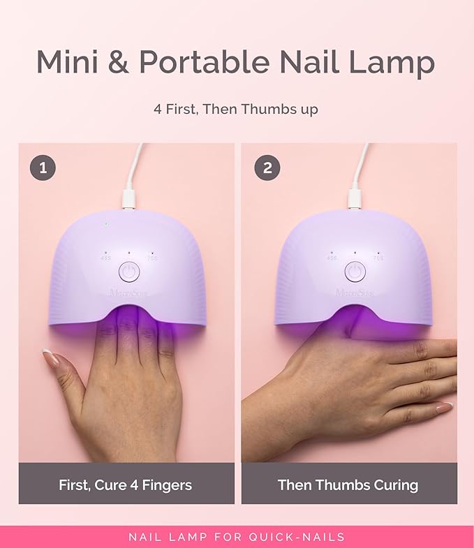 MelodySusie Small LED UV Nail Lamp with Lightweight Design, P-ART06F Nail Dryer with Simple Button Control Cures All Soft Gels at Home, Especially Half-Cured Gel, Base Coat & Top Coat Purple