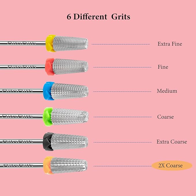 5 in 1 Nail Drill Bits, 3/32”Professional Carbide Drill Bits for Nails Multifunction Bit, Fast Remove Acrylic Hard Gel Cuticle Nail Efile Bit Manicure Pedicure,Two Way Rotate,2XC