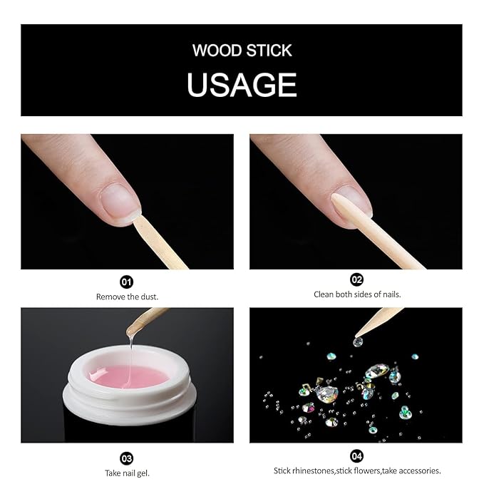 20PC Wooden Stick for Nails Double Sided Cuticle Pusher Remover Nail Art Manicure Pedicure Tool Gel Nail Remover for Home and Salon Manicure Use Tools and Accessories