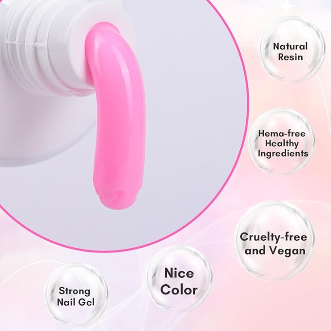 Makartt Poly Nail Gel-50ML Trendy Fondant Pink Color, Strong Builder for Extension Overlay Strengthener 3D Diy, Multifunctional, Long-lasting for Nails Manicures Home Salon