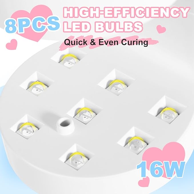 MEKK Mini UV Light for Nails,Peach-Shaped Mini UV LED Nail Lamp with Auto-Sensor,8 Beads,16W,4 Timer,Professional Flash Cure Nails Lamp Small Gel Nail Light for Salon & Home DIY Use