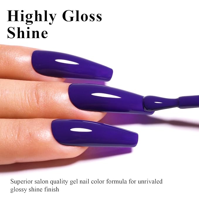 Imtiti Purple Gel Nail Polish, 15ML Dark Purple Blue Gel Polish for Autumn Winter, DIY Nail Art Starter Kit