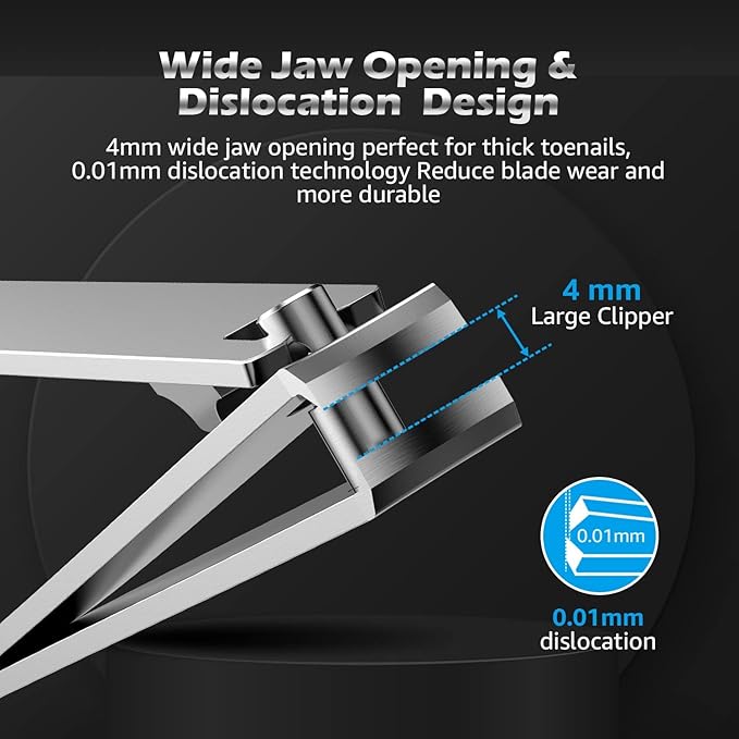 Kaasage Nail Clipper and File, Professional Stainless Steel Heavy Duty Nail Cutter with Ergonomic Long Handle and Sharp Jaw Clip Finger Nails and Thick Toenails Easily, Gift for Adults, Men & Seniors