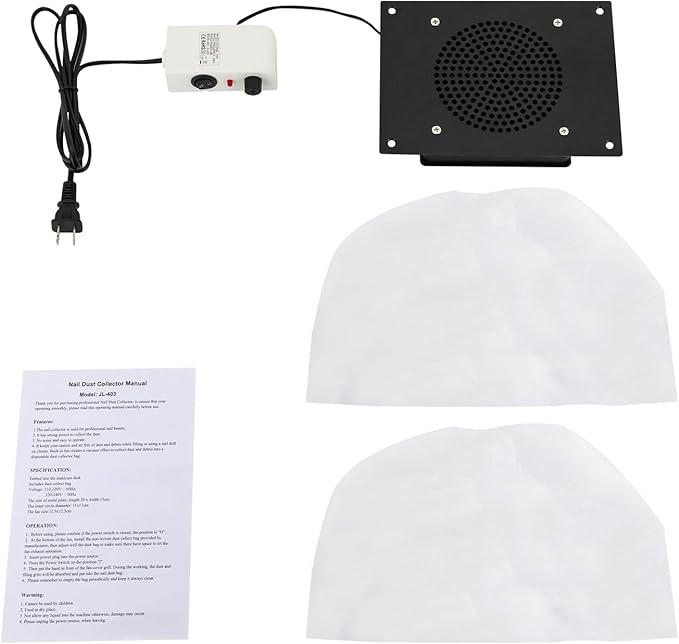 Desktop Nail Dust Collector Nail Dust Collector for Nail Salon or Home DIY Manicure (Black)