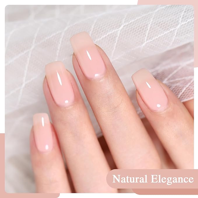 Nude Pink Gel Nail Polish,15ml Natural Jelly Sheer Pink Gel Polish Color Soak Off UV LED Nail Art Starter Manicure Salon DIY at Home
