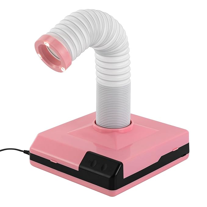 MOCHAG 60W Dental Polishing Dust Collector, Dentistry Vacuum Cleaner Dust Collector Fan Vacuum Cleaner with Fan and LED Dual Function, Polishing Suction Machine for Dental Lab (Pink)