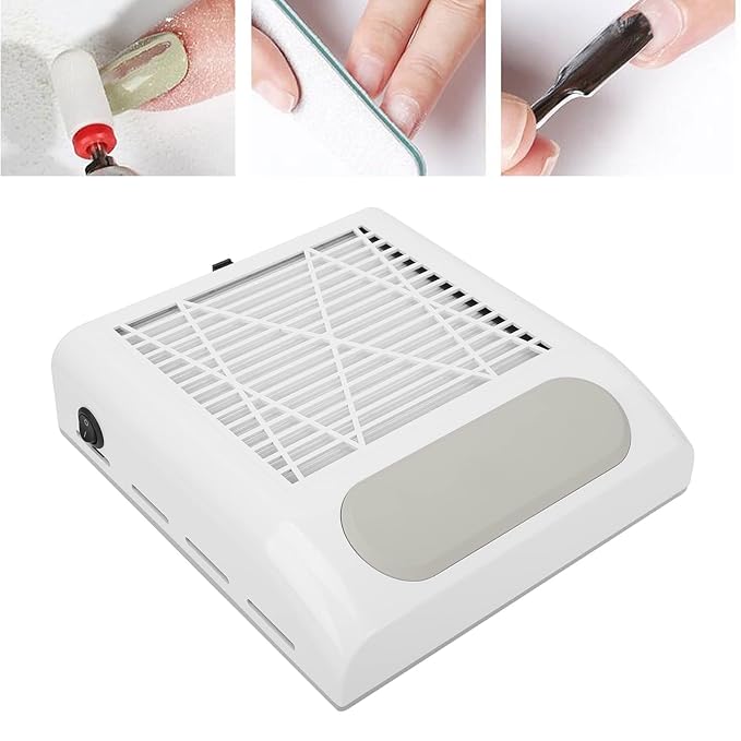 Nail Dust Collector with Reusable Filters, Professional 80W Strong Suction Power Nail Extractor Vacuum, Low Noise Acrylic Nail Dust Cleaner for Home Salon Use, Christmas Gift
