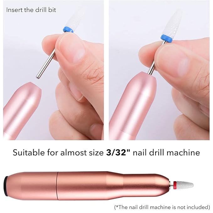 11 Pcs Ceramic Nail Drill Bits, 3/32 Inch Tungsten Alloy Professional Nail Drill Bits, Safety Diamond Bits, for Removing Gel Acrylic Cuticle Nail Drill for Manicure Pedicure
