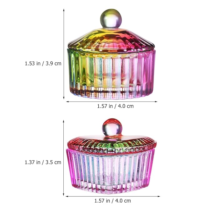 Dappen Dish Vibrant Color Round/Heart Shaped Dishes Set of 2 Glass Dish Bowls with Lids Nail Art Storage for Liquids Nail Tech must Haves