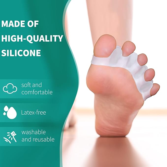 Pack of 10 Toe Separator, Silicone Toe Spacers for Correct Toe Alignment, Toe Spreader for Bunions Correct, Restore Overlapping Toes to Original Shape(Size: XL)